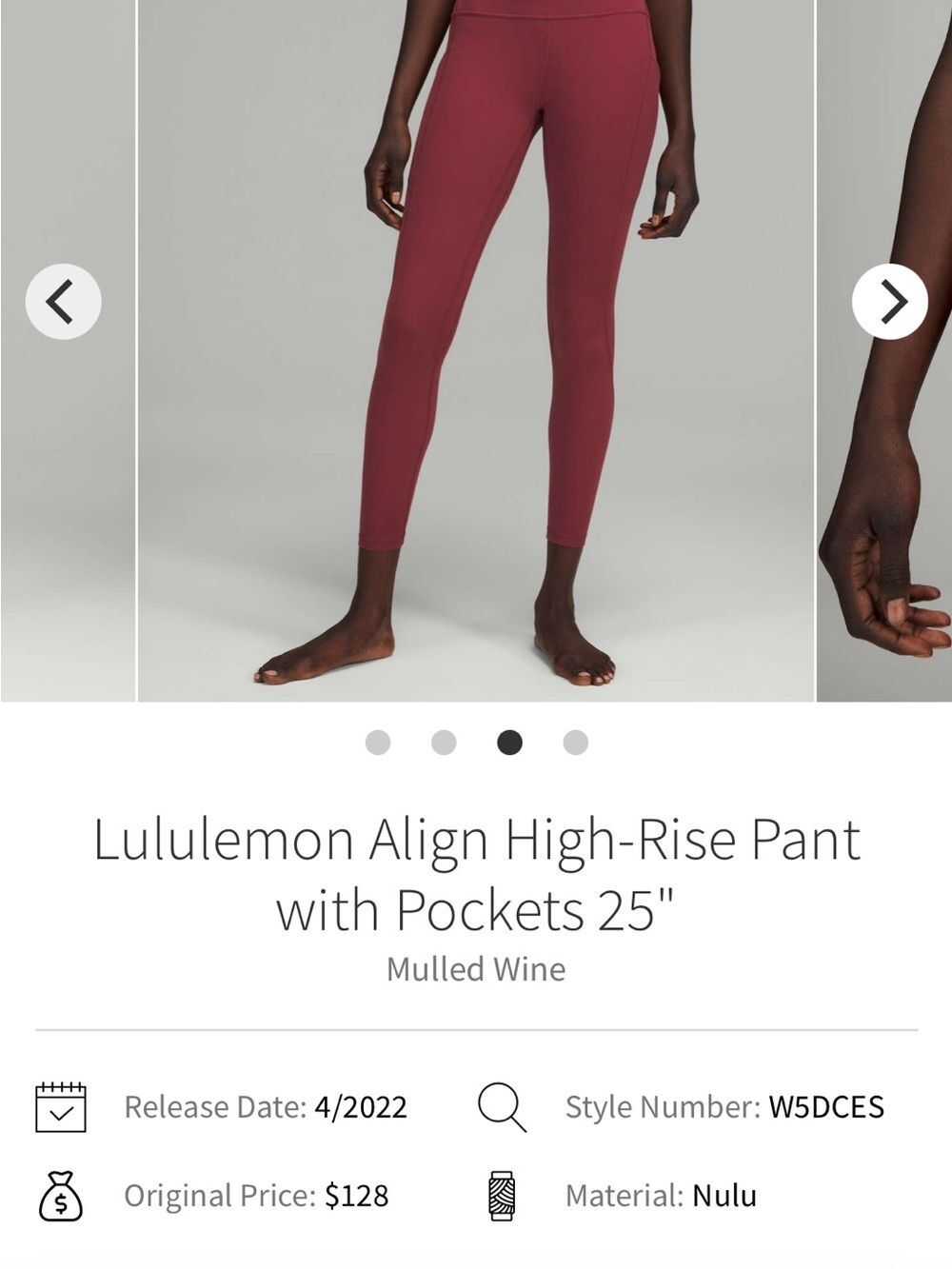 lululemon athletica Align High-Rise Pant with Pockets 25" - Mulled Wine-see pics